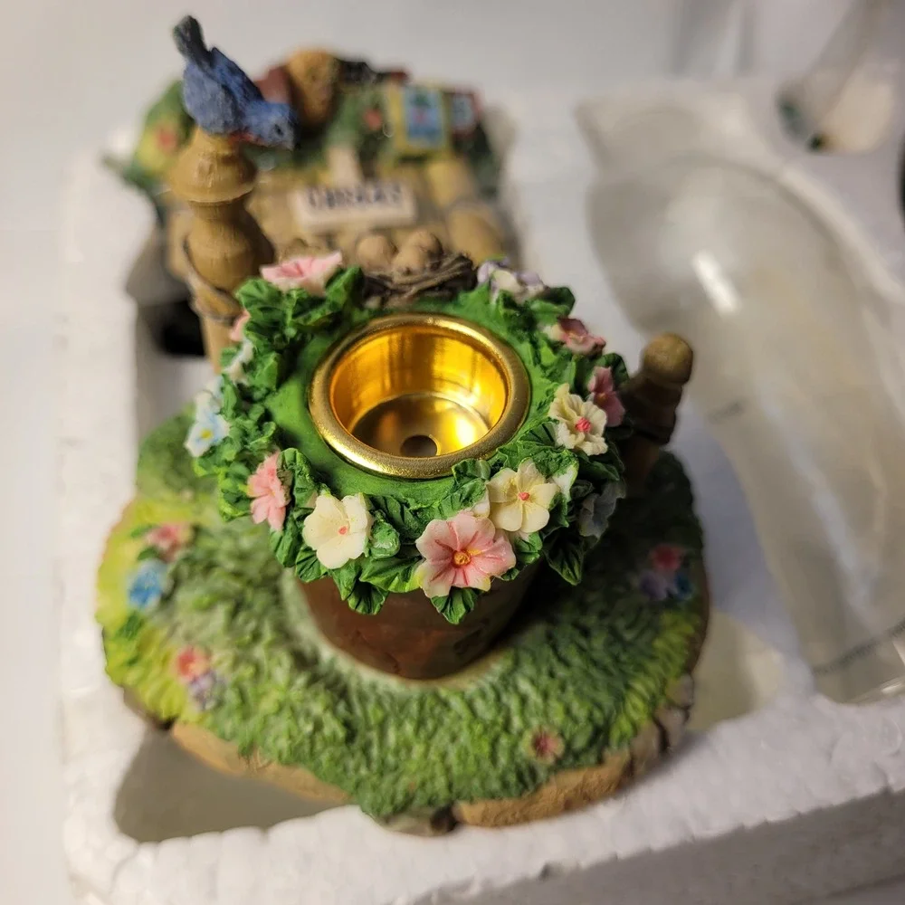 Easter Candle Holder Set Home Decor Spring Garden Bunnies Floral‎ Hurricane